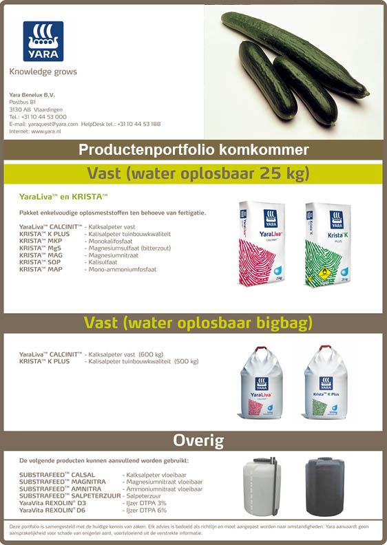 Vaste bemestingsadvies komkommer