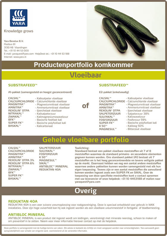 Vloeibaar bemestingsadvies komkommer